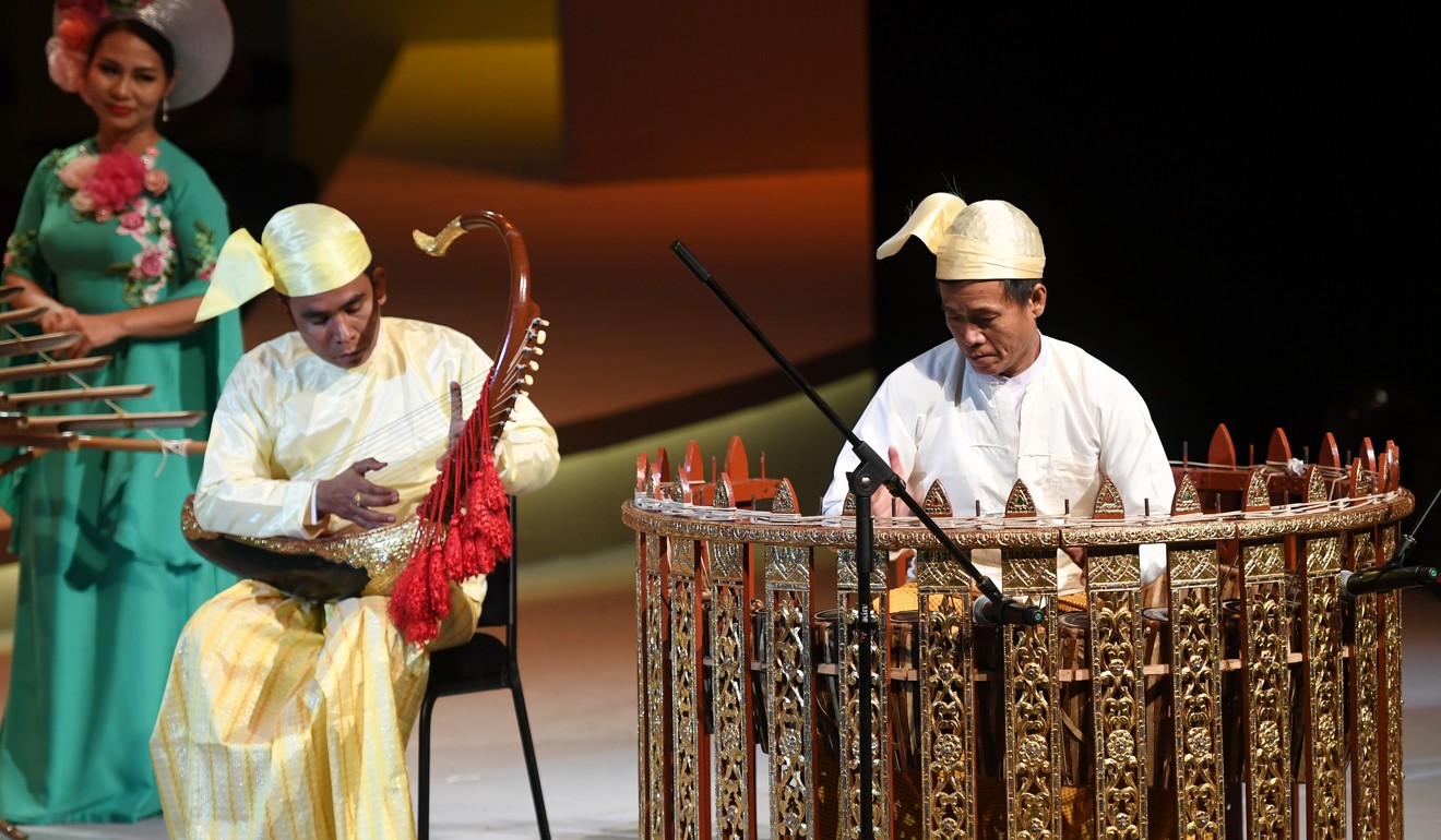 Musicians from Myanmar perform during the opening ceremony of the 15th Asia Arts Festival in Ningbo, in east China’s Zhejiang province, on September 23. Photo: Xinhua
