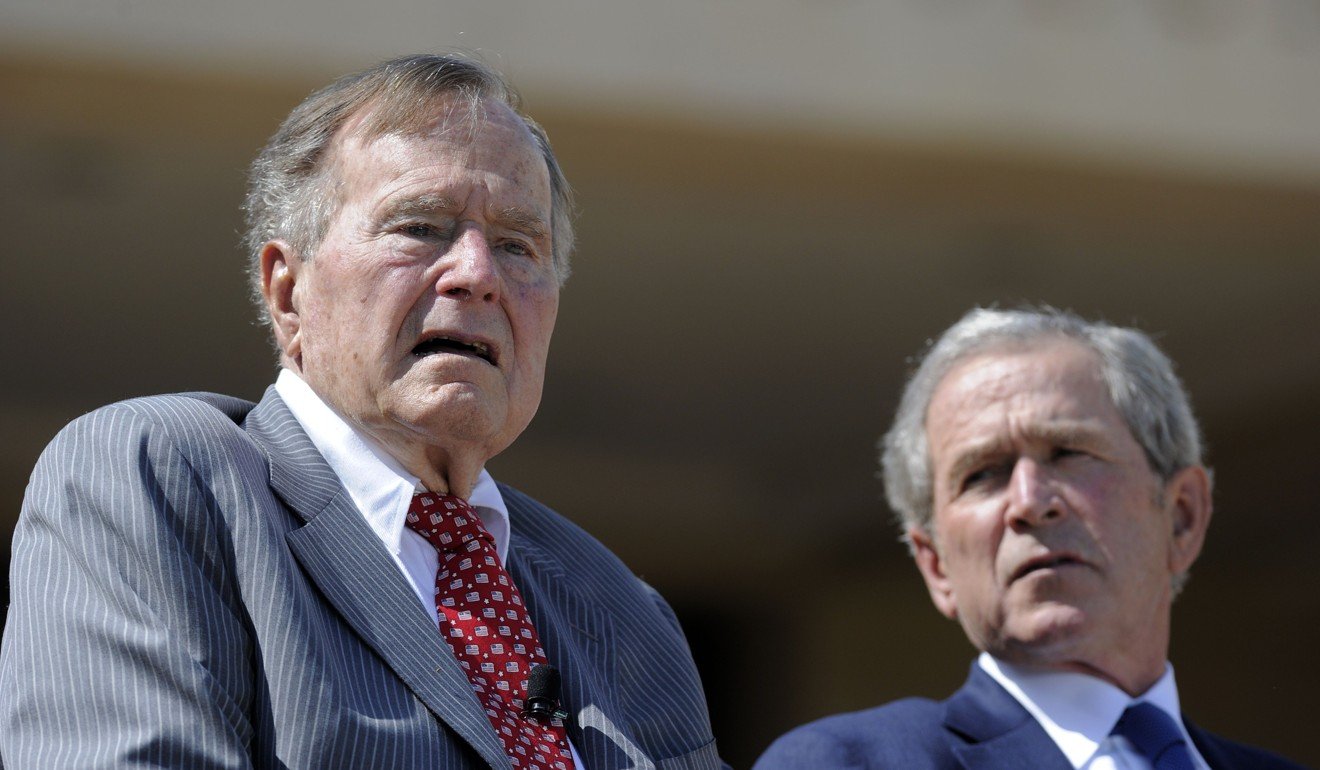 Like father, like son: former US Presidents George H.W. Bush and George W. Bush were both skilled in the fine arts of trash talking. Photo: AFP