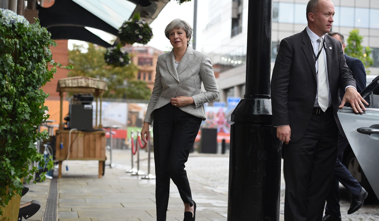 Dead woman walking? Britain’s Prime Minister Theresa May in Manchester on Sunday. Photo: AFP