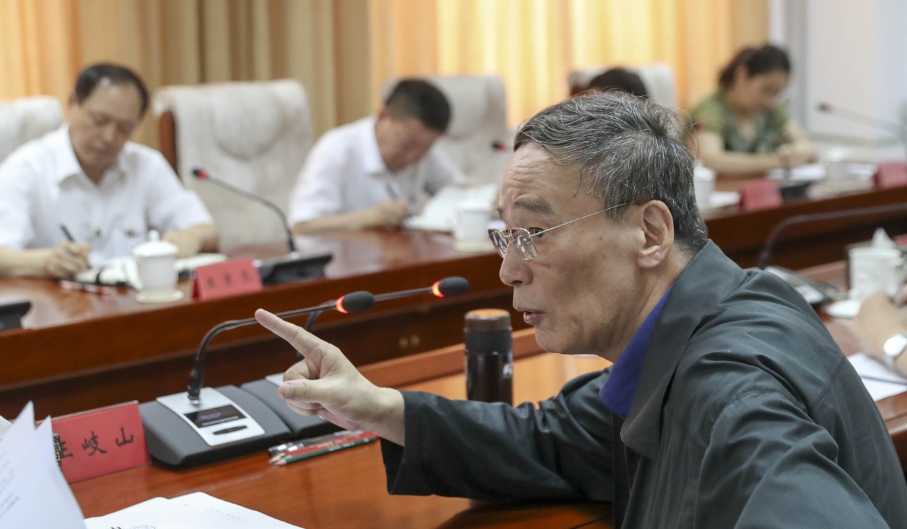 Central Commission for Discipline Inspection secretary Wang Qishan at a symposium with senior local anti-graft inspectors in Zhangjiakou, Hebei, in July. Photo: Xinhua