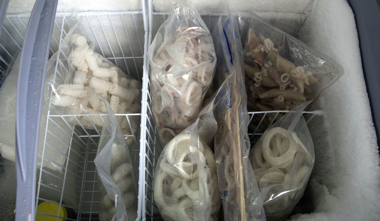 Frozen squid products stored at Yanbian Shenghai Industry & Trade. North Korean labourers are “more stable” than Chinese workers, says sales manager Li Shasha. Photo: AP