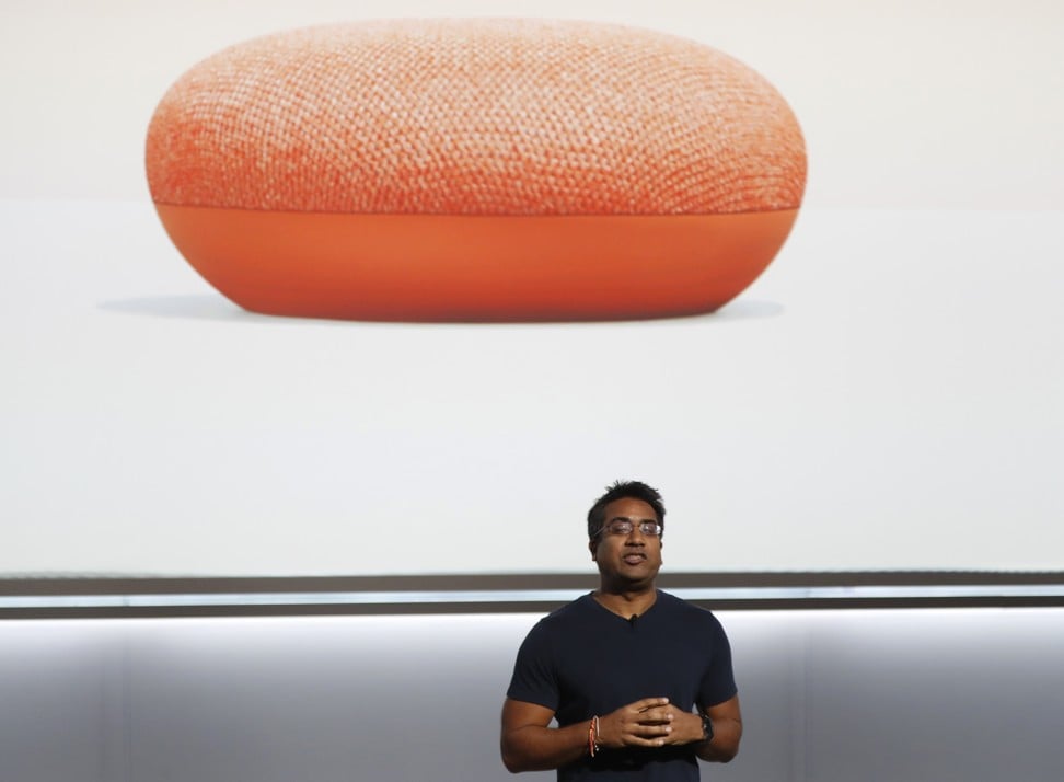 Rishi Chandra, vice-president of product management, home products at Google, speaks about the Google Home Mini during a launch event in San Francisco earlier this month. Photo: Reuters