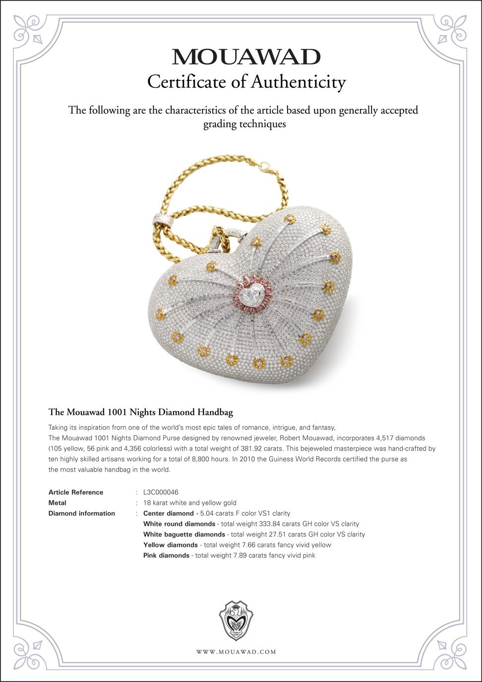 mouawad 1001 nights diamond purse price