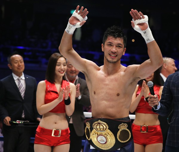 Ryota Murata wears his new championship belt.