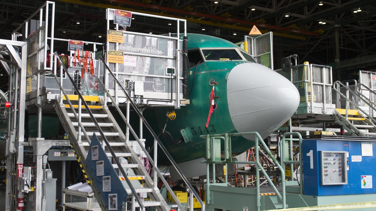A Boeing 737 aircraft during the manufacturing process at Boeing's 737 airplane factory in Renton, Washington. Photo: AFP/SAUL LOEB