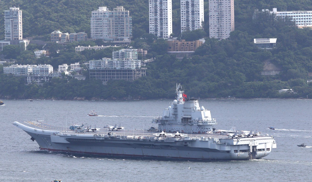 China’s first home-grown aircraft carrier Liaoning sails into Hong Kong waters in July. Photo: Felix Wong