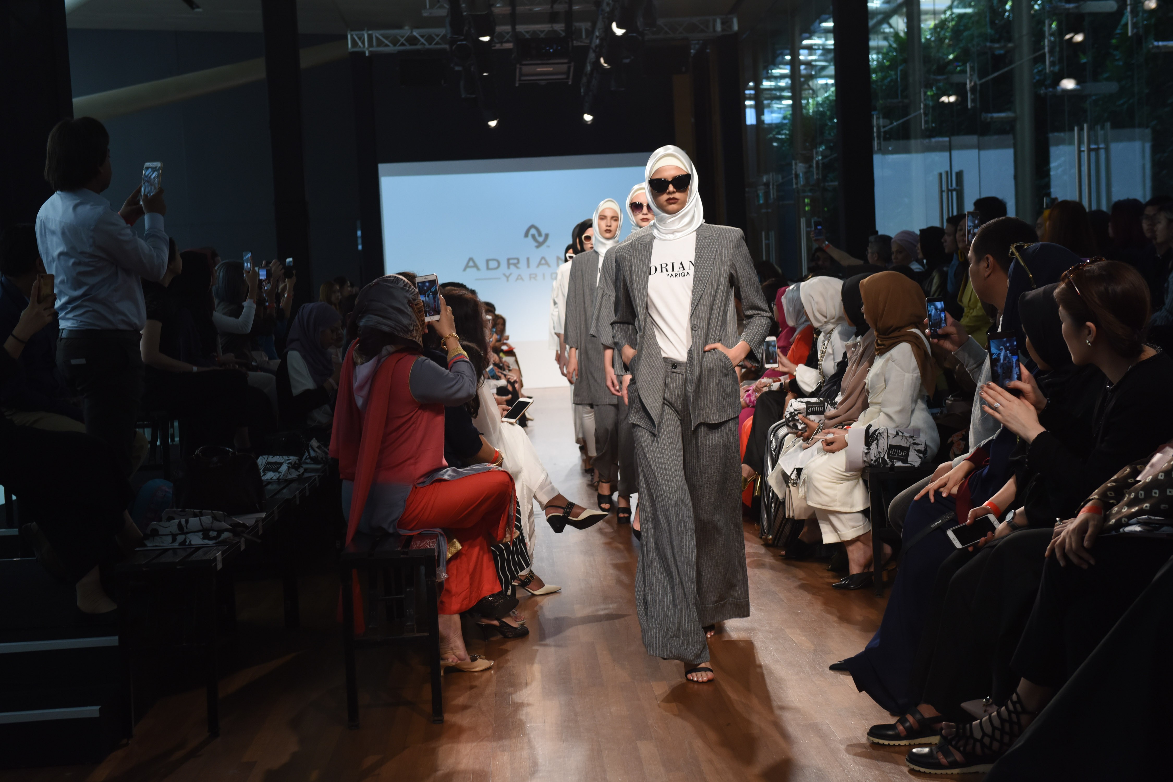 Singaporean Adrianna Yariqa presented sharply cut garments for the hijabi career woman.