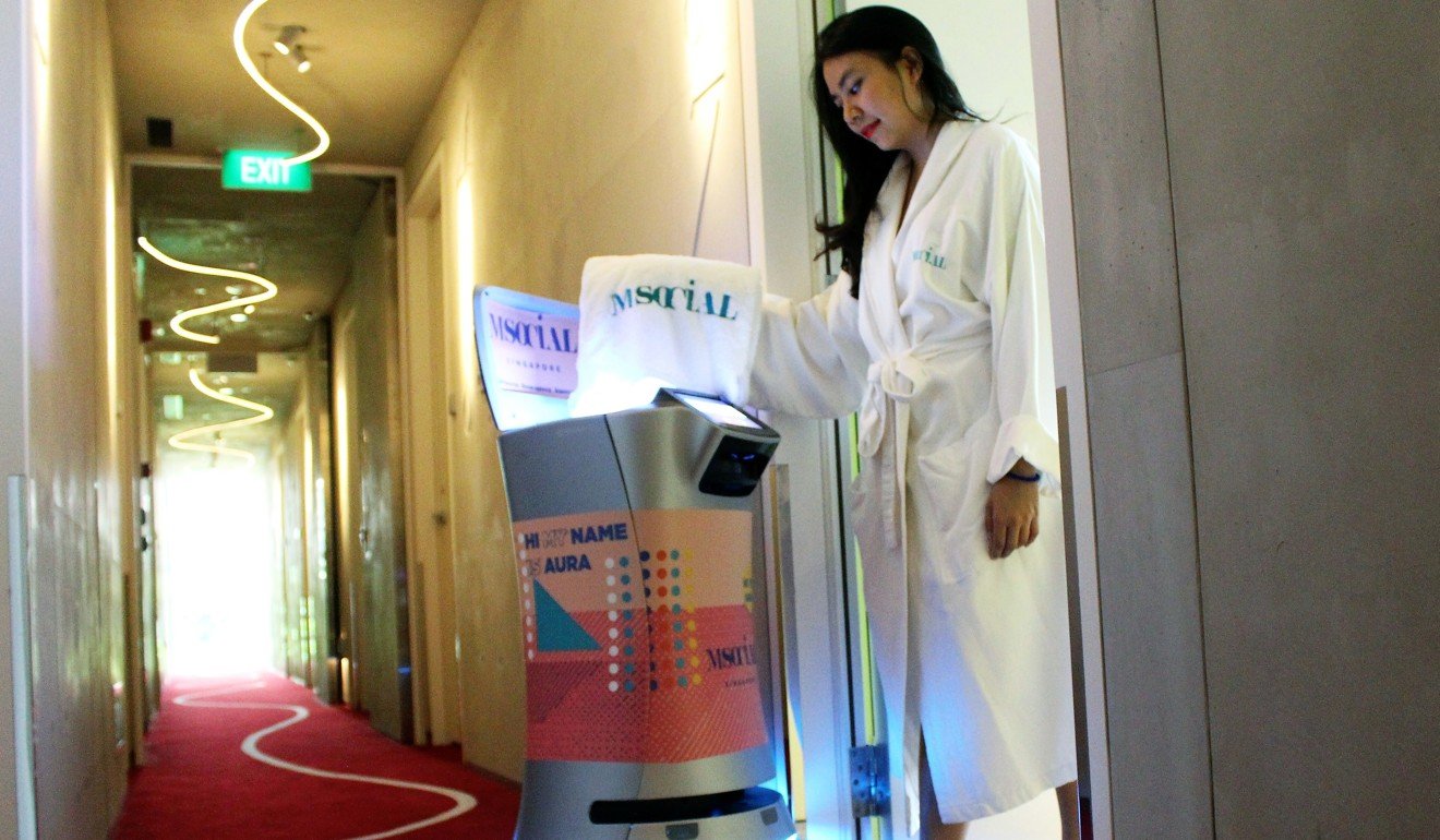 M Social Singapore, a designer hotel in the Lion City, has recruited an artificial intelligence-powered room service robot to wow guests. Photo: Handout