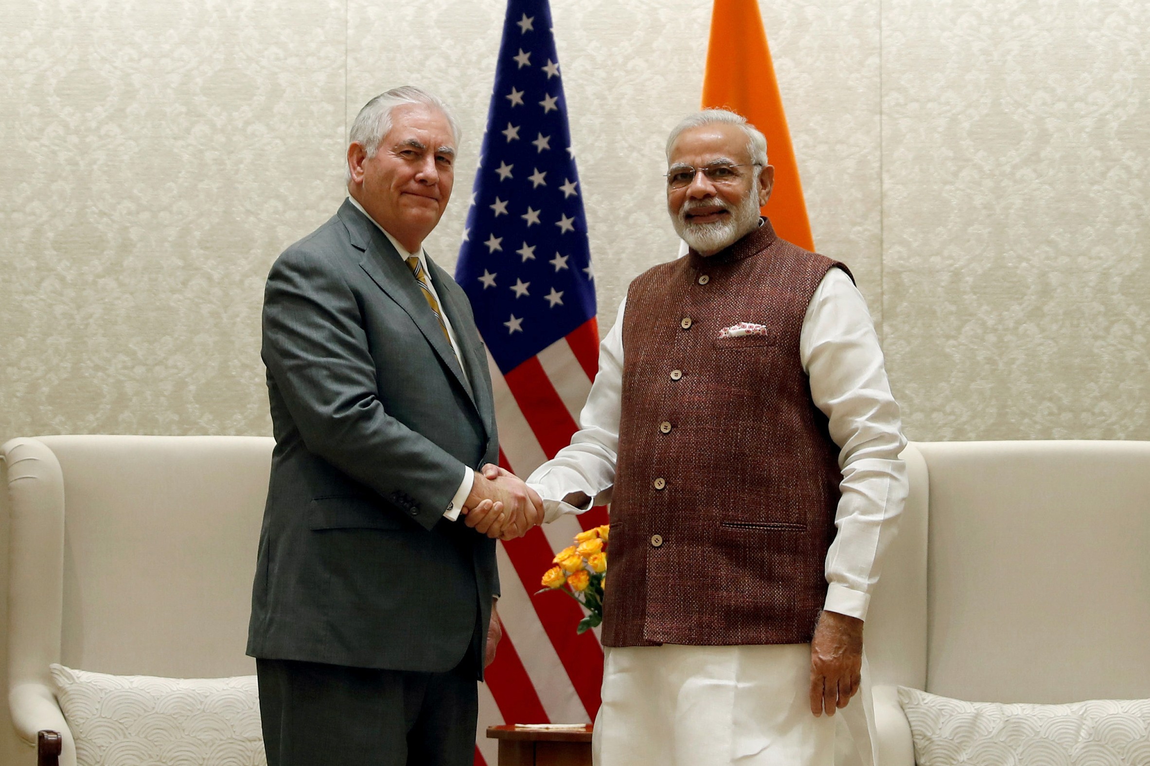 US Secretary of State Rex Tillerson and Indian Prime Minister Narendra Modi met in New Delhi, India. Photo: Reuters