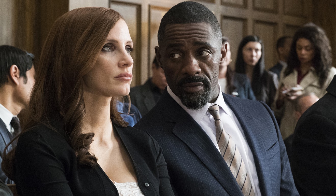 Chastain (left) and Idris Elba in Molly’s Game.