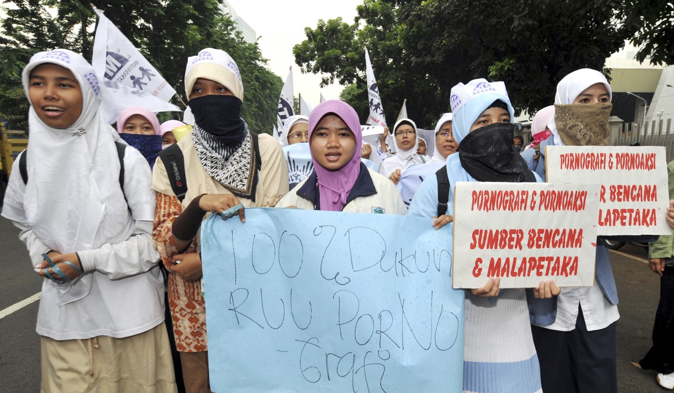 Indonesians hold a demonstration to support the upcoming anti-pornography bill in Jakarta in 2008. Photo: AFP