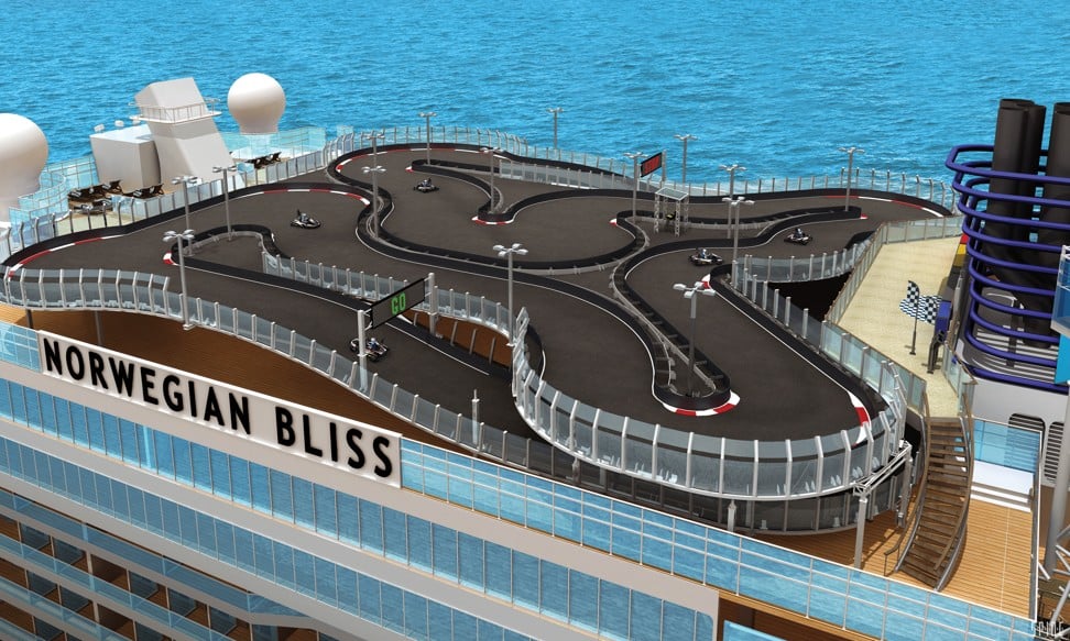 Rendering of the Norwegian Bliss Race Track – the longest racetrack at sea at nearly 305 metres.