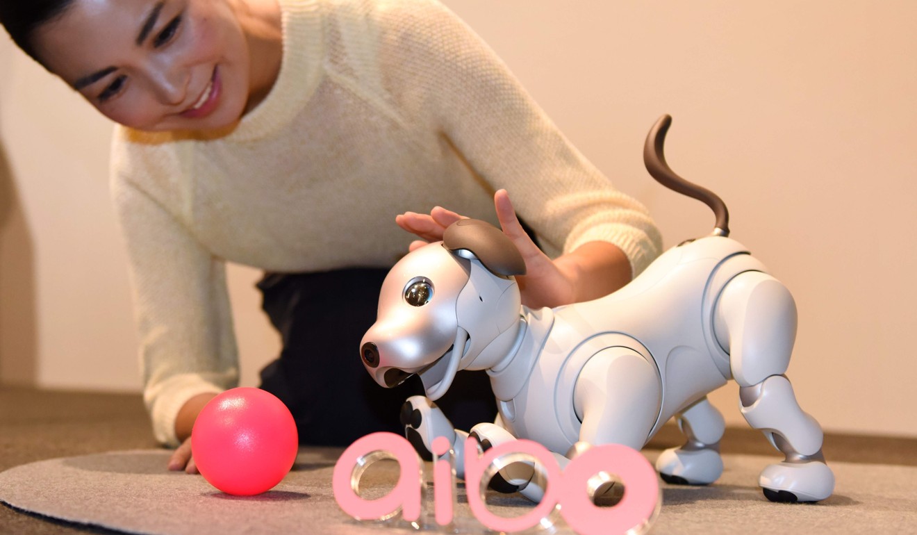 “Aibo”, the latest entertainment robot from Sony, featuring AI and internet capability, is revealed at the company’s headquarters in Tokyo on November 1. The acronym “Aibo” is derived from “artificial intelligence robot” and is also the Japanese word for “companion” or “friend”. The Aibo was first introduced in 1999. Photo: AFP