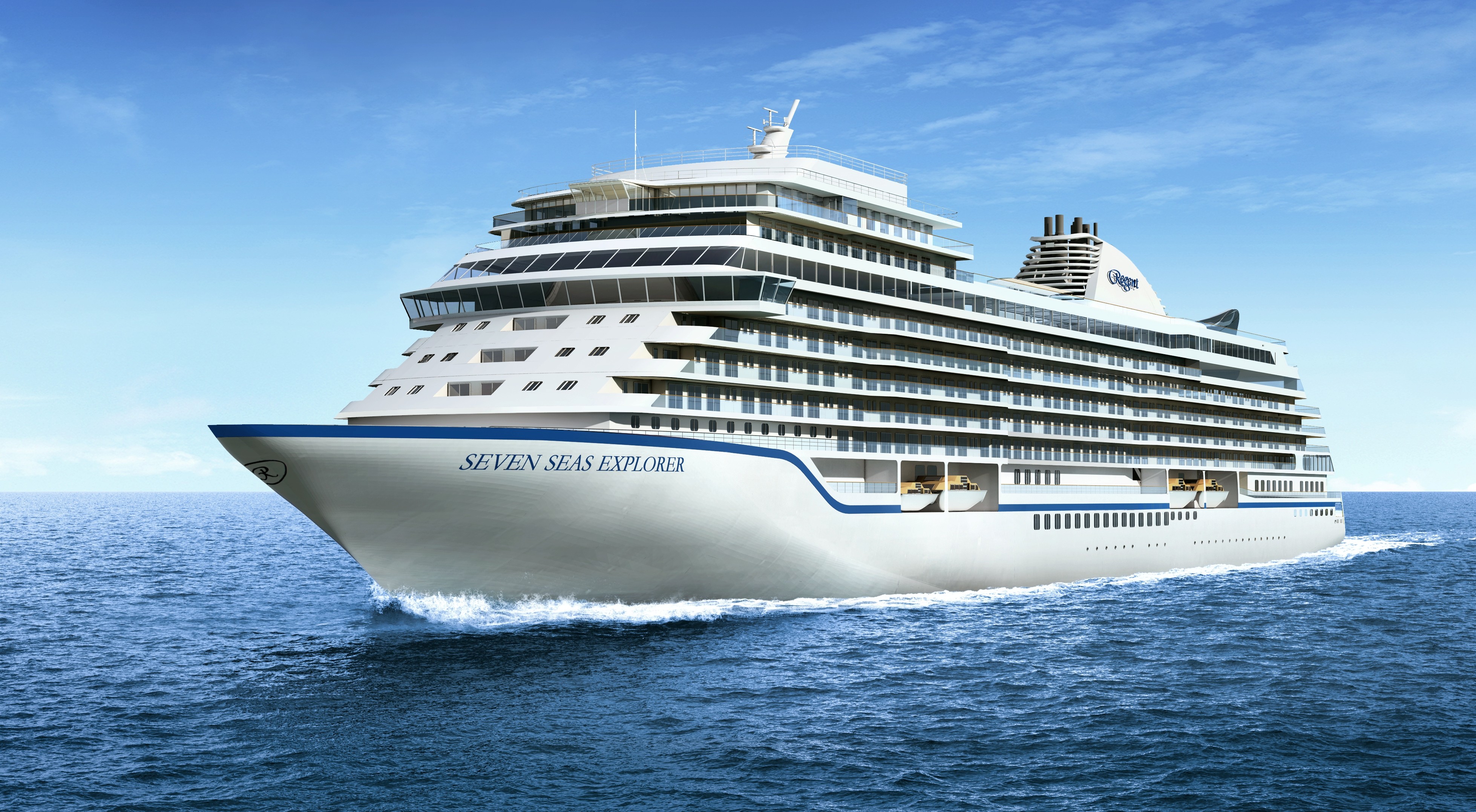 The Regent Explorer features the world’s most luxurious suite at sea for US$10,000 a night per couple. Norwegian Bliss and Marina feature spacious suites, a racetrack and gourmet dining