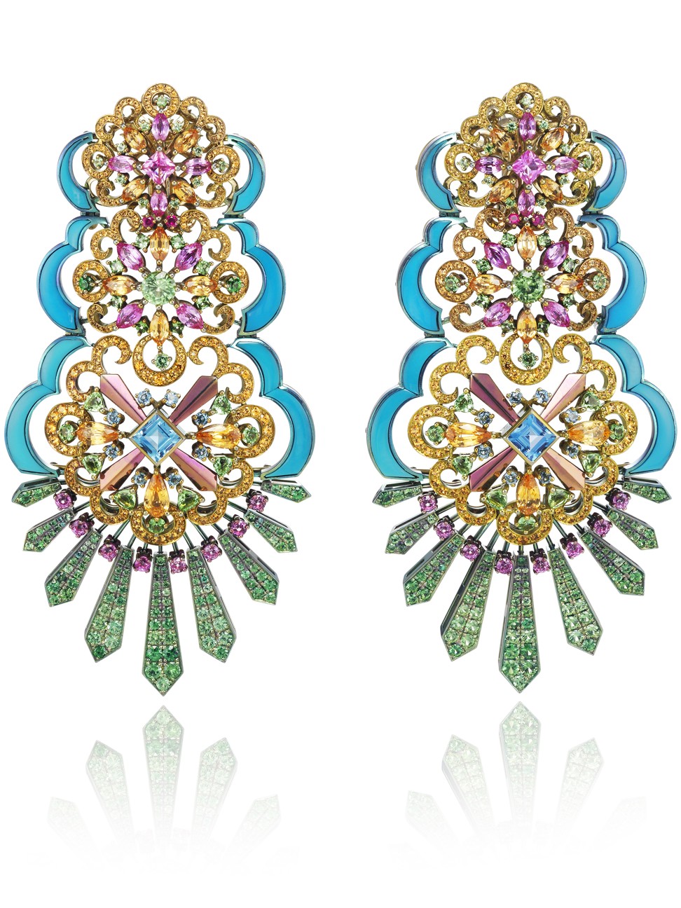 Earrings from the Carnival line of the Rihanna Loves Chopard capsule collection.