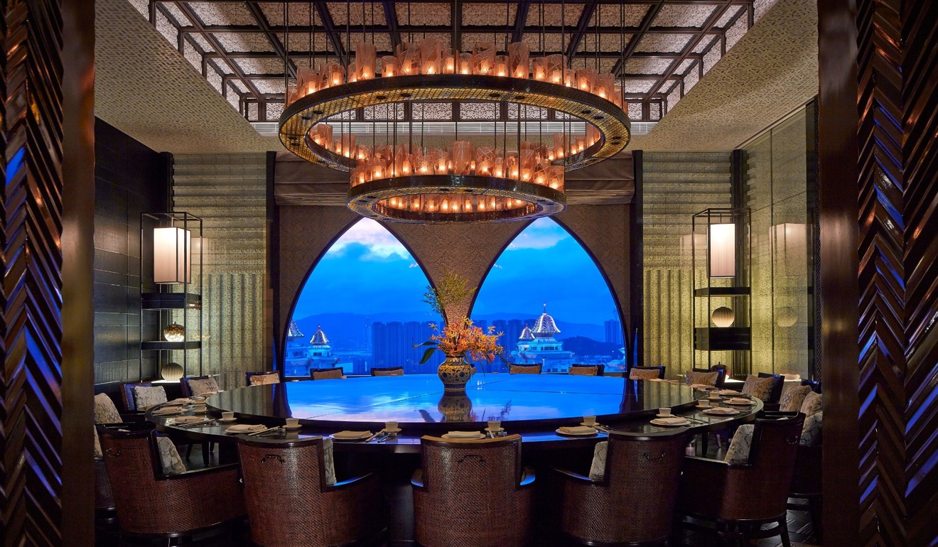 The Lai Heen Cantonese restaurant offers fabulous views of the Cotai resort area from the 51st floor of the Ritz-Carlton, Macau, on Taipa.