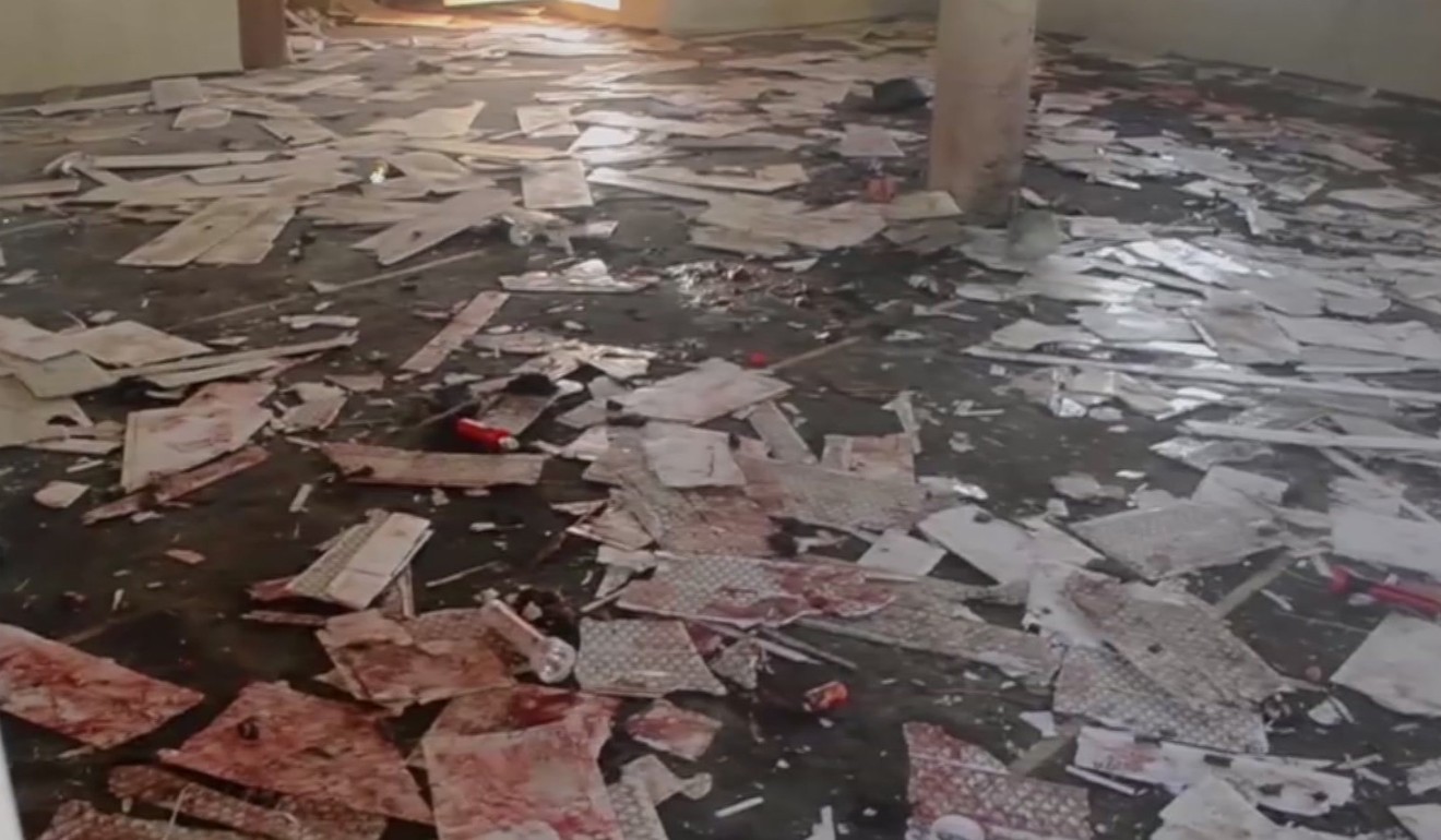The interior of the mosque after the deadly attack by a suicide bomber, in Mubi, Adamawa State, Nigeria. Photo: AP