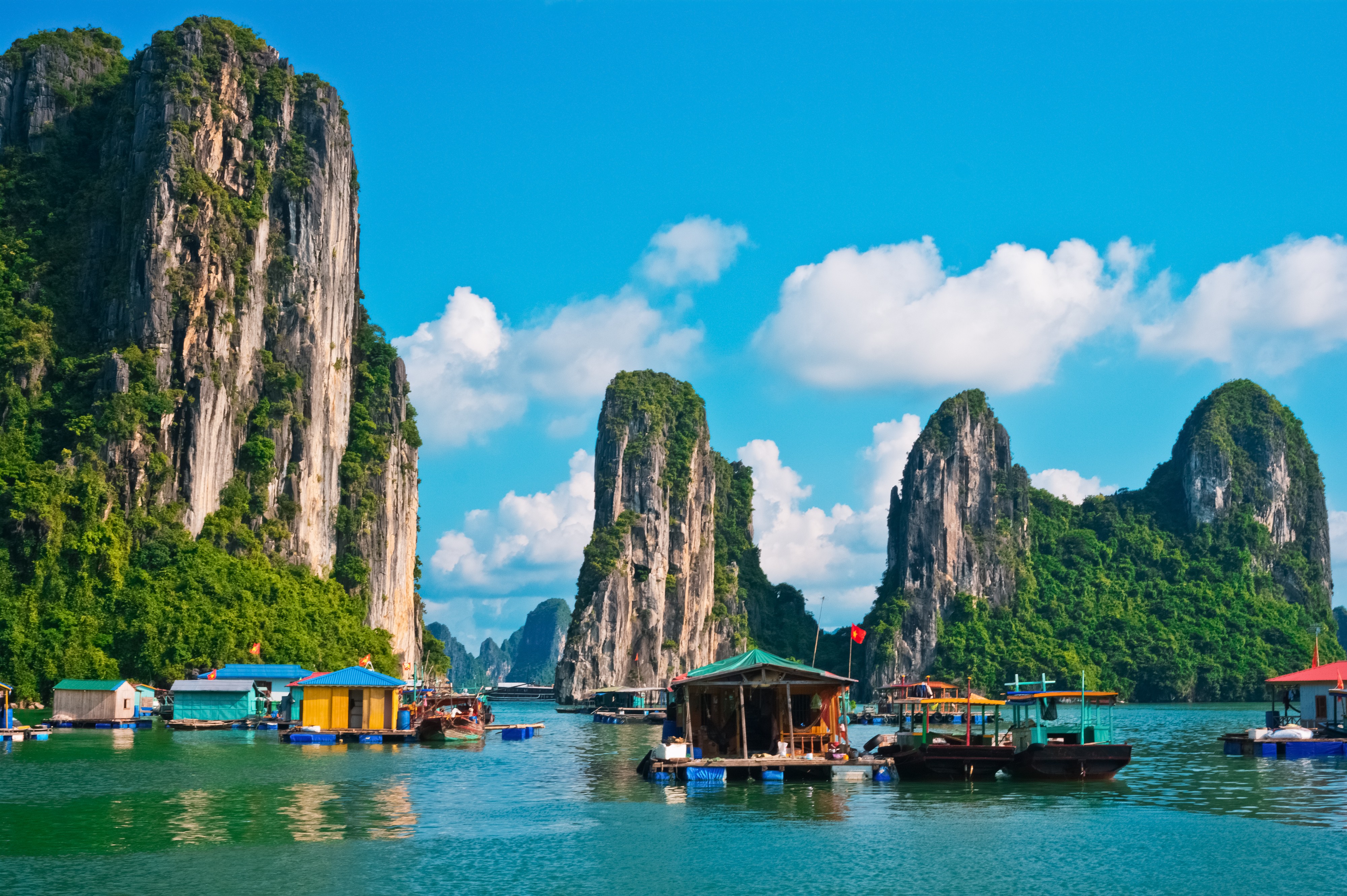Floating fishing villages are among the special attractions in Halong Bay.
