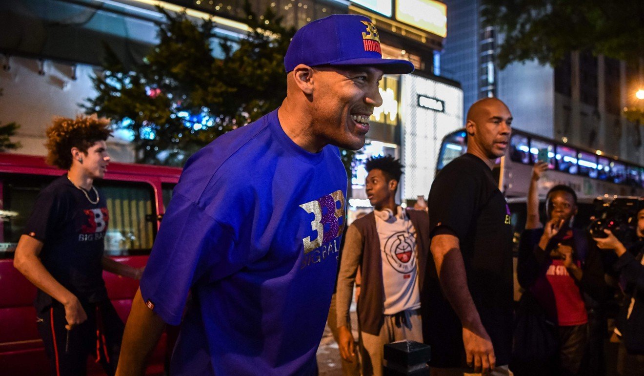 LaVar Ball and Lonzo’s brother LaMelo (left) were in Hong Kong to promote Big Baller Brand last week. Photo: AFP