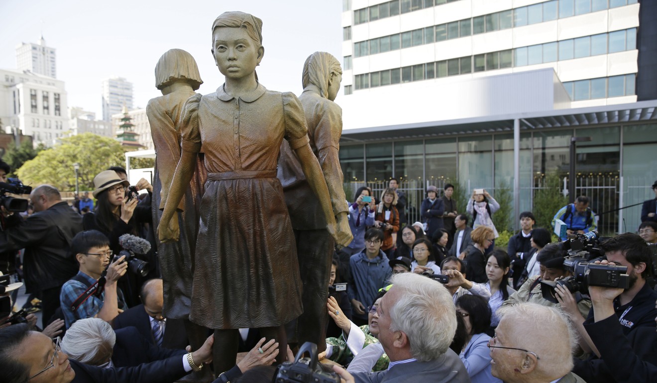The ‘comfort women’ monument in St Mary Square in San Francisco. Photo: AP