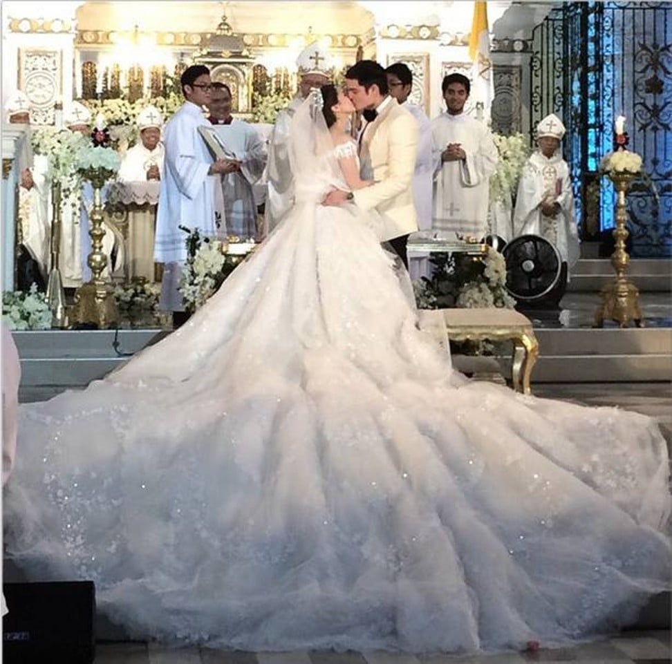 Filipino actress Marian Rivera wearing Michael Cinco at her wedding.