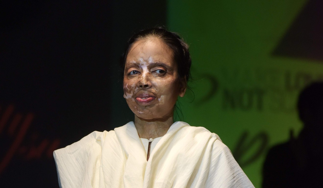 Indian acid attack survivor and model Anupana. Photo: AFP