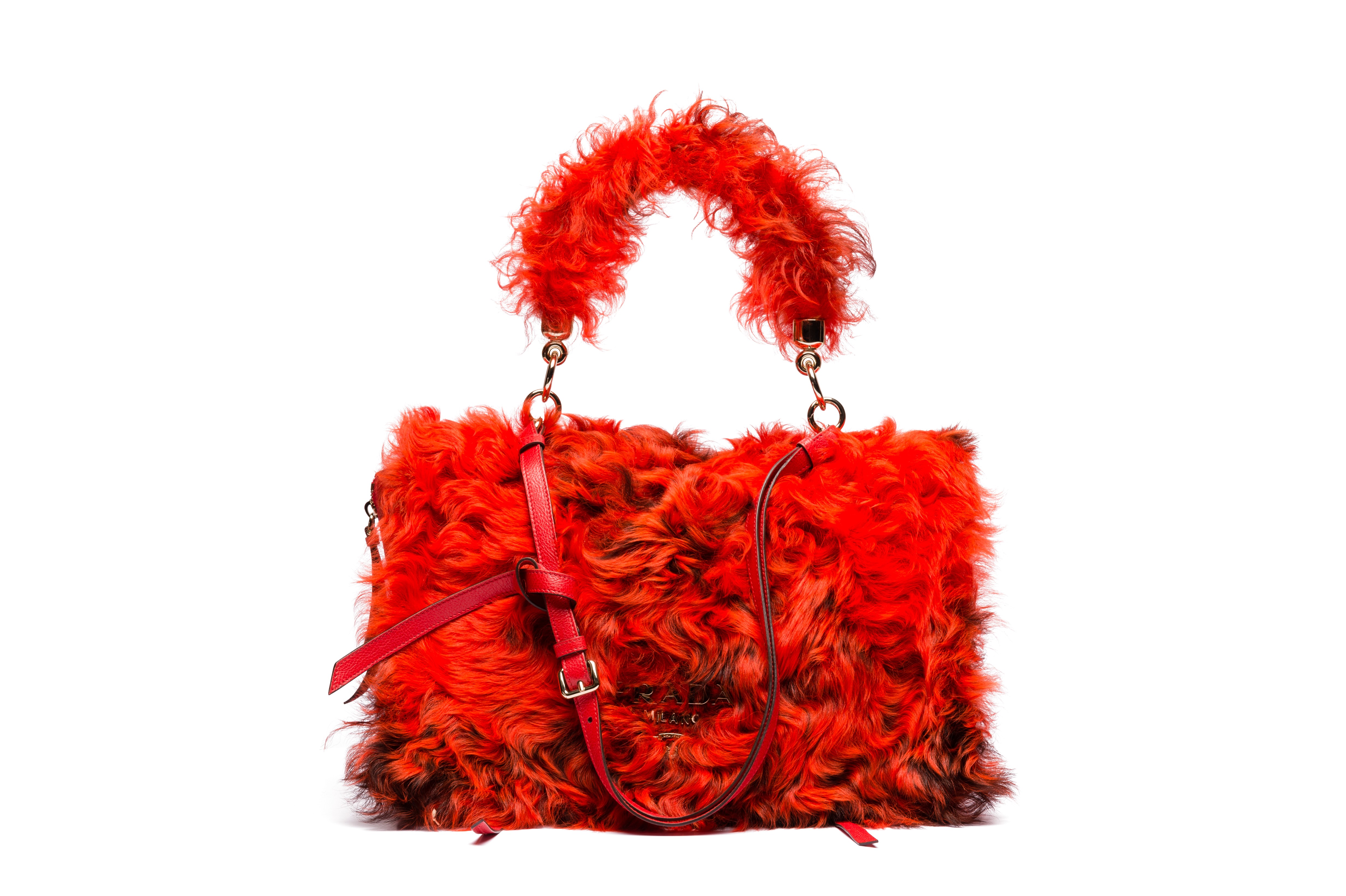 fluffy red bag