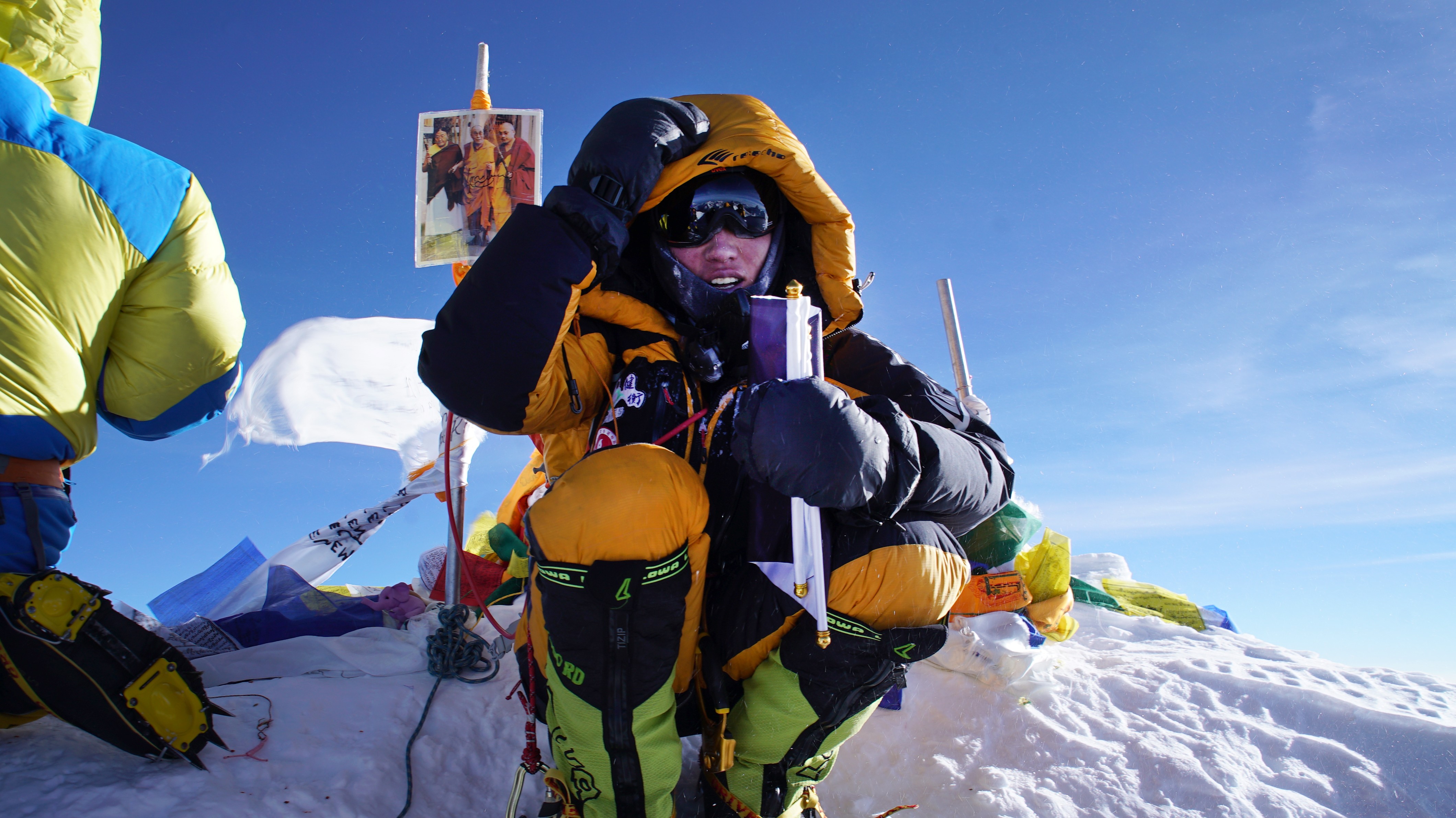 The moment that Elton Ng summit Everest. Ng, a physiotherapist, become the seventh Hong Kong people that has successfully scaled Mount Everest.