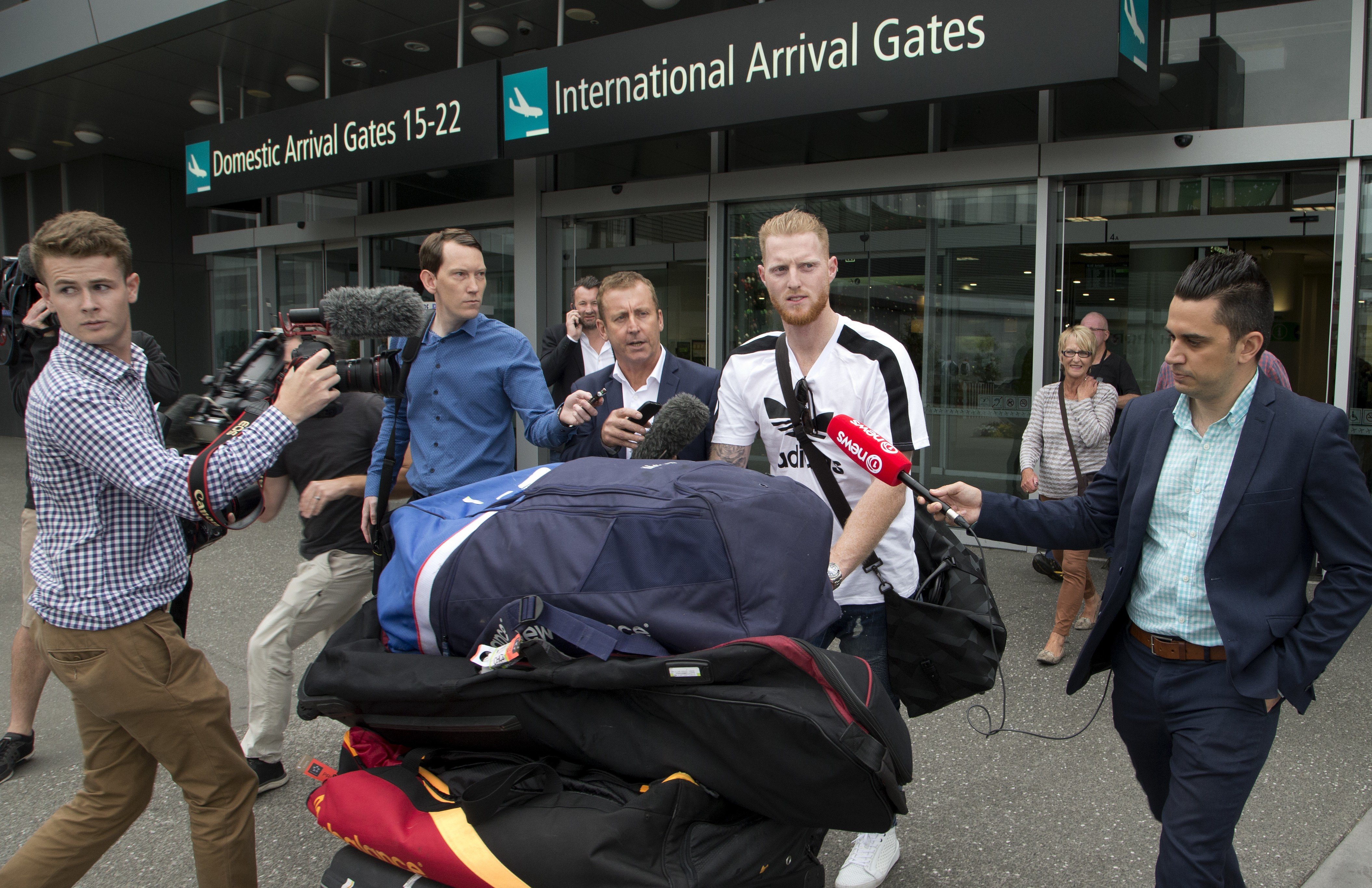 New Zealand-born England cricketer star Ben Stokes arrives in Christchurch, New Zealand, ahead of playing for Canterbury province. Photo: AP