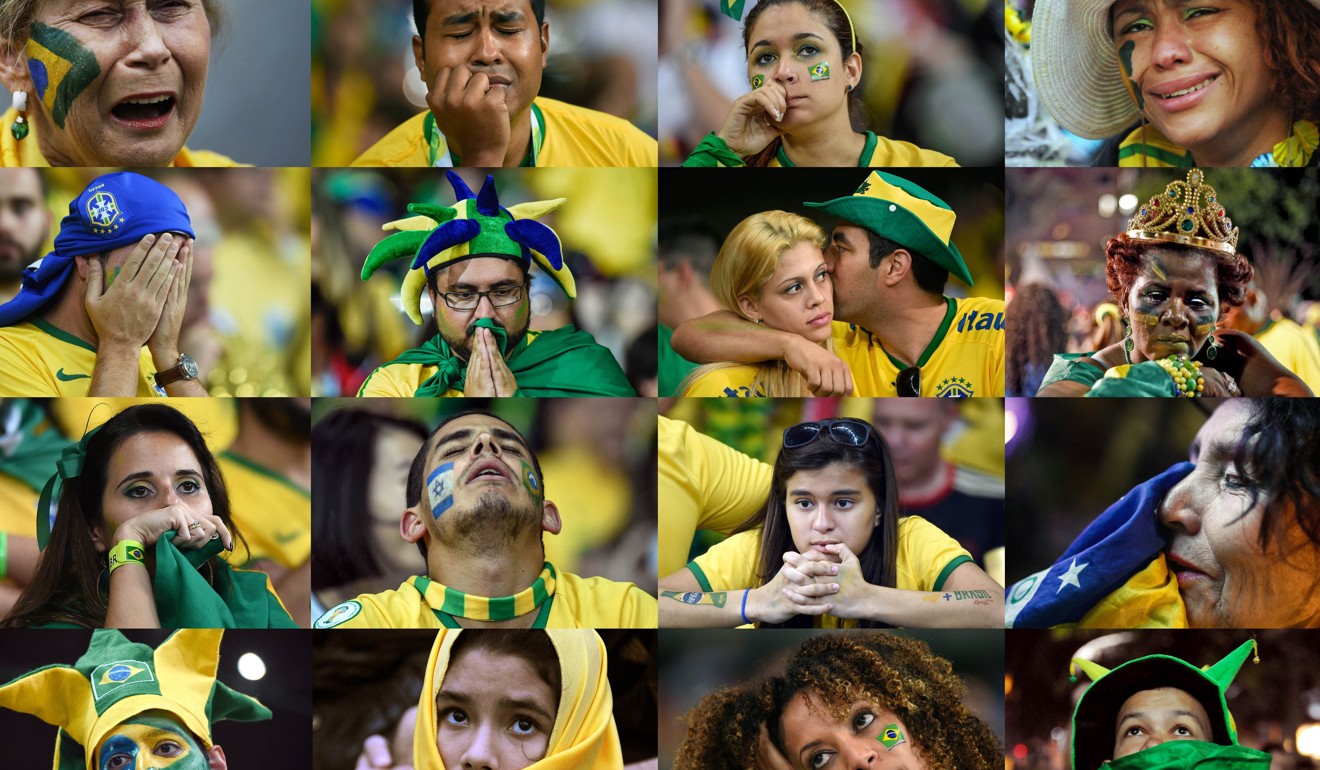 Brazilian supporters register all kinds of emotion during their shocking 7-1 semi-final loss to Germany in the July 2014 Fifa World Cup. Photo: AFP