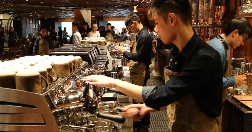 Baristas working at the new Starbucks Reserve Roastery in Shanghai, China. Photo: Justin Solomon/CNBC