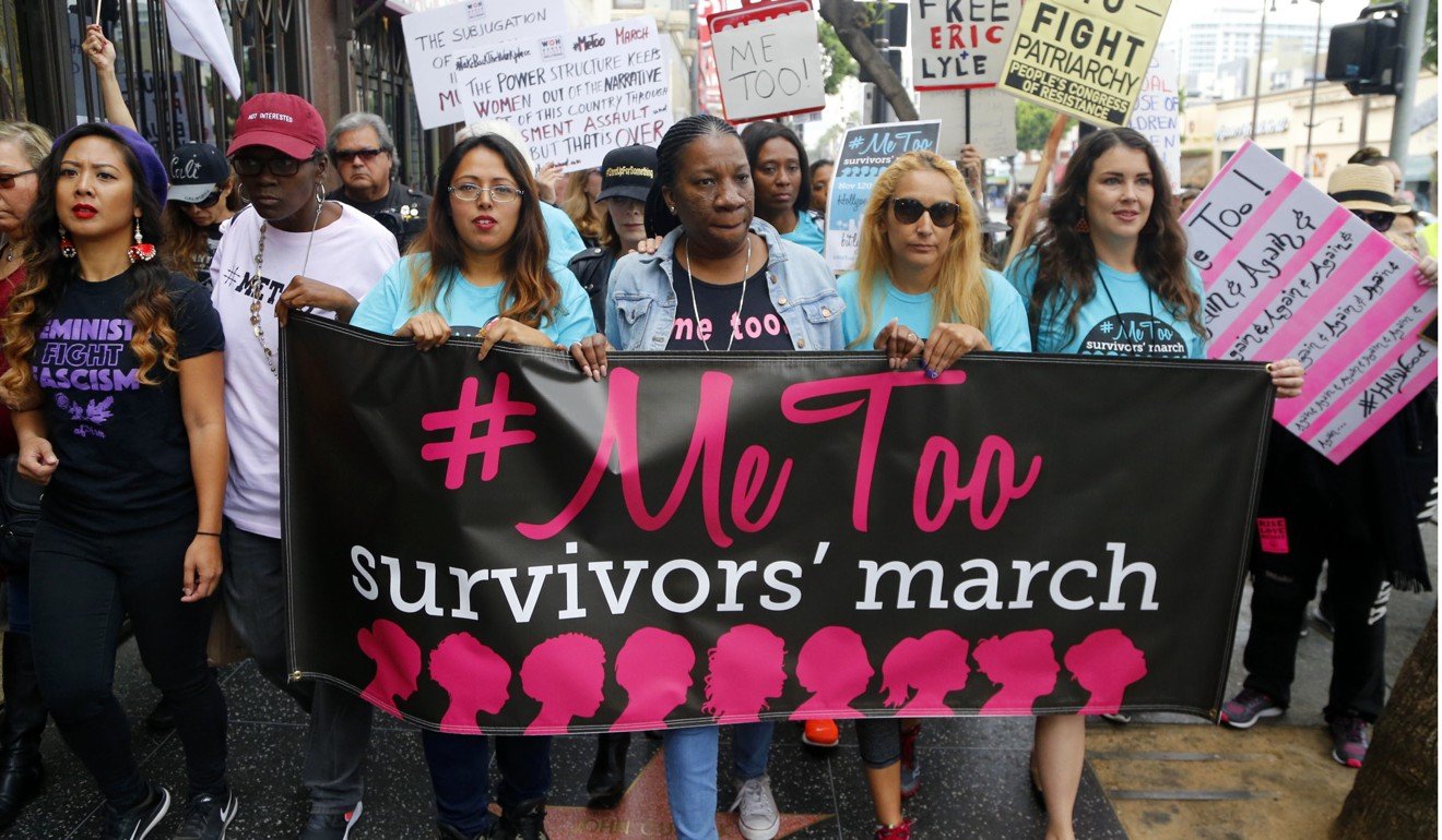 People march against sexual assault and harassment at the #MeToo March in Hollywood last month. Photo: AP