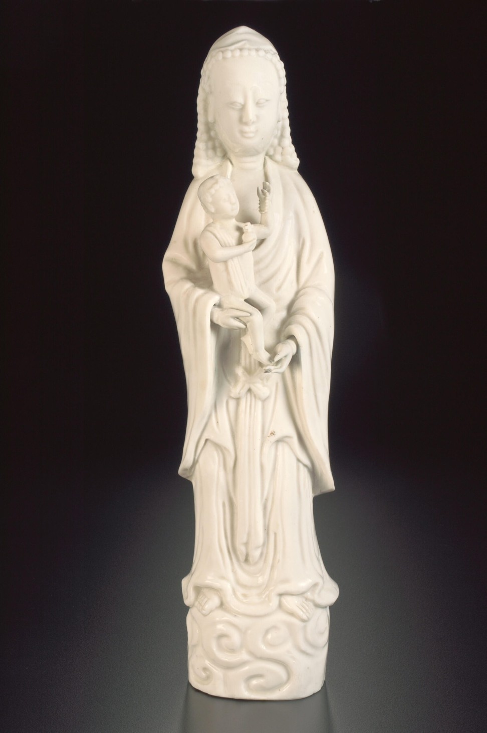 A virgin and child in porcelain with ivory glaze produced in China during the Kangxi period of the Qing dynasty (1662-1722). Photo: Courtesy of the Asian Civilisations Museum, National Heritage Board, Singapore.