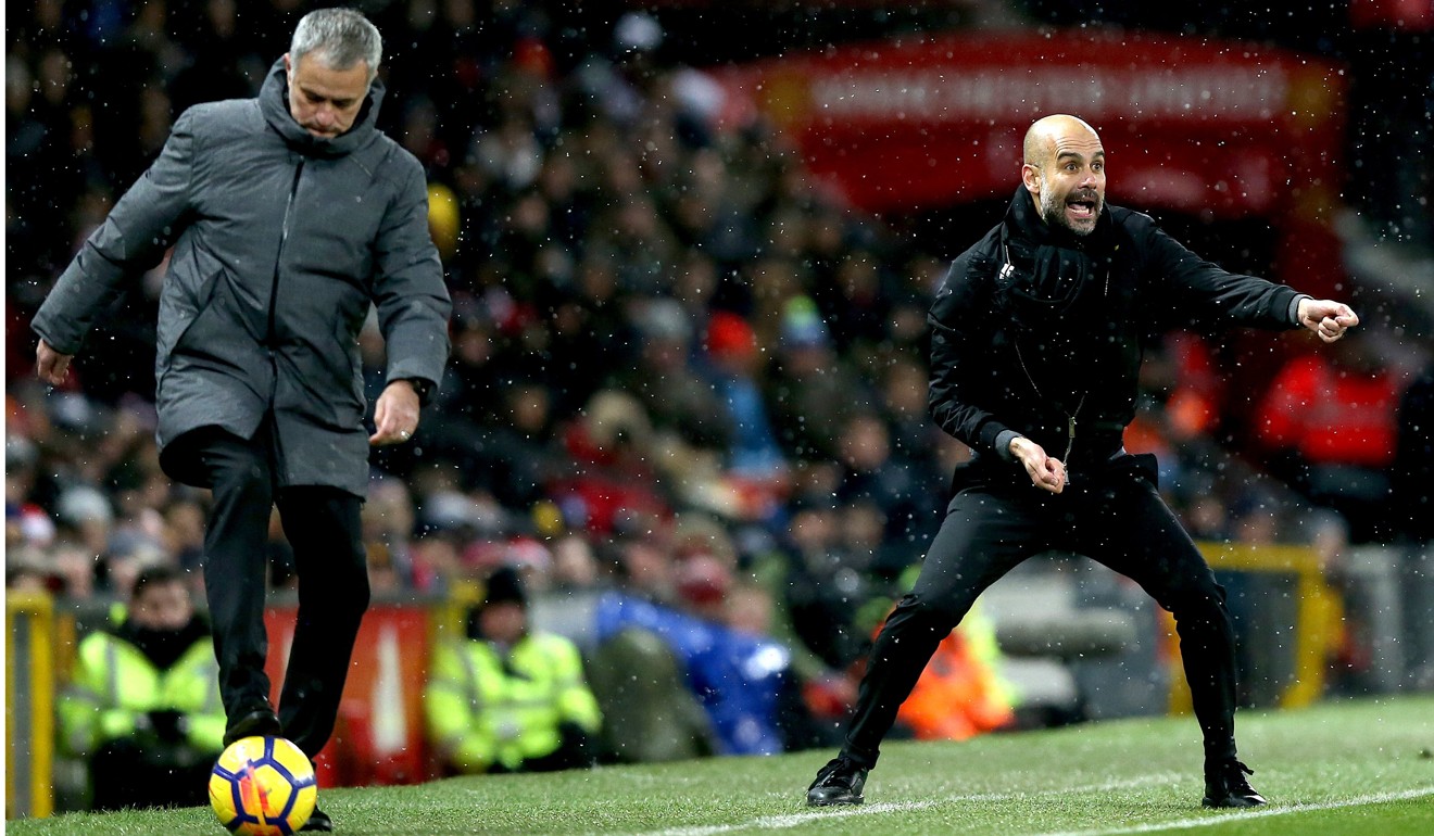 Manchester United manager Jose Mourinho (left) was outfoxed by Pep Guardiola once again. Photo: EPA