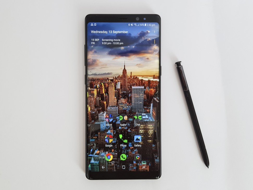 Samsung’s Galaxy Note 8 with its accompanying stylus, the S Pen. Photo: Ben Sin