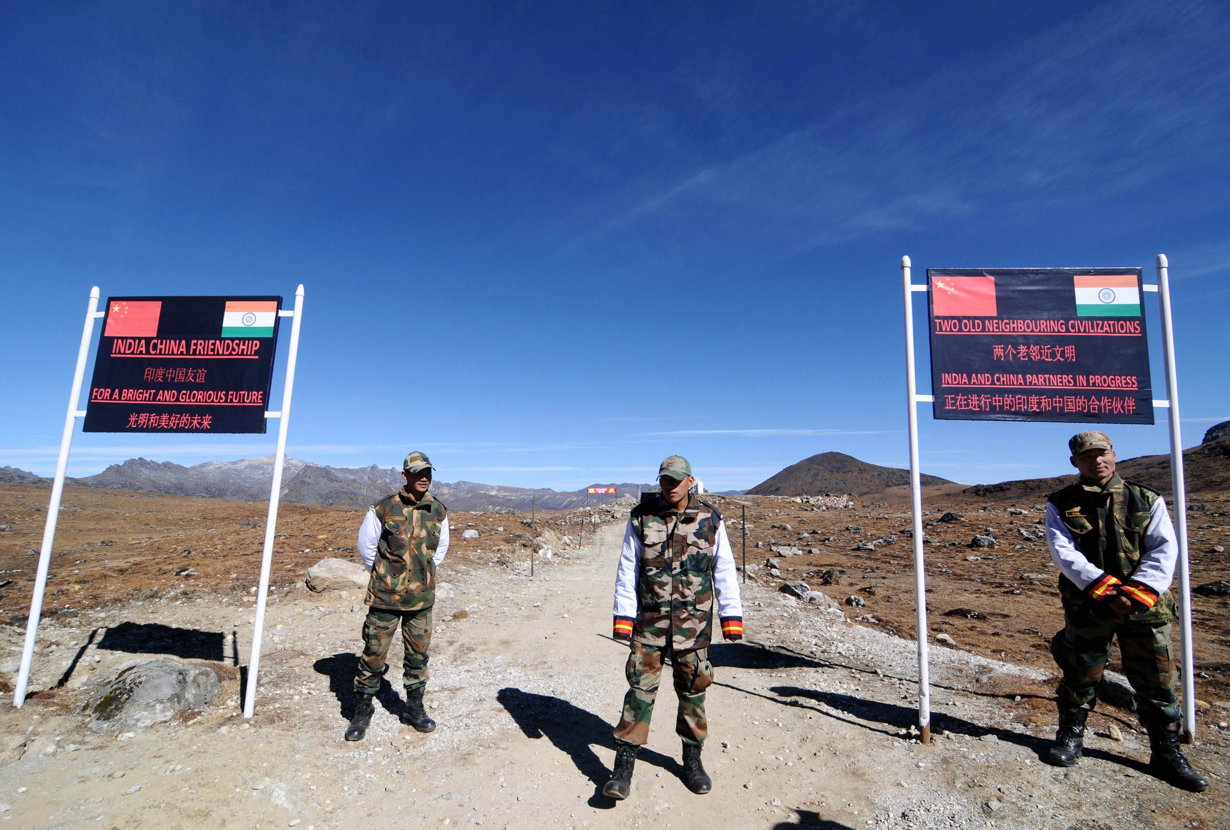 Indian soldiers keep watch at Bumla Pass on the border in Arunachal Pradesh, an area that China also claims. Photo: AFP