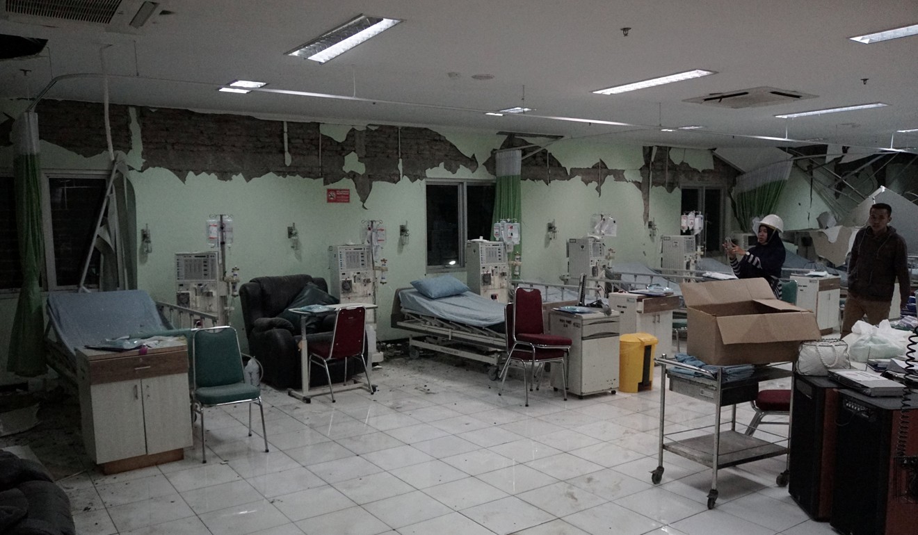 Inside a damaged hospital in Banyumas, Indonesia. Photo: Reuters
