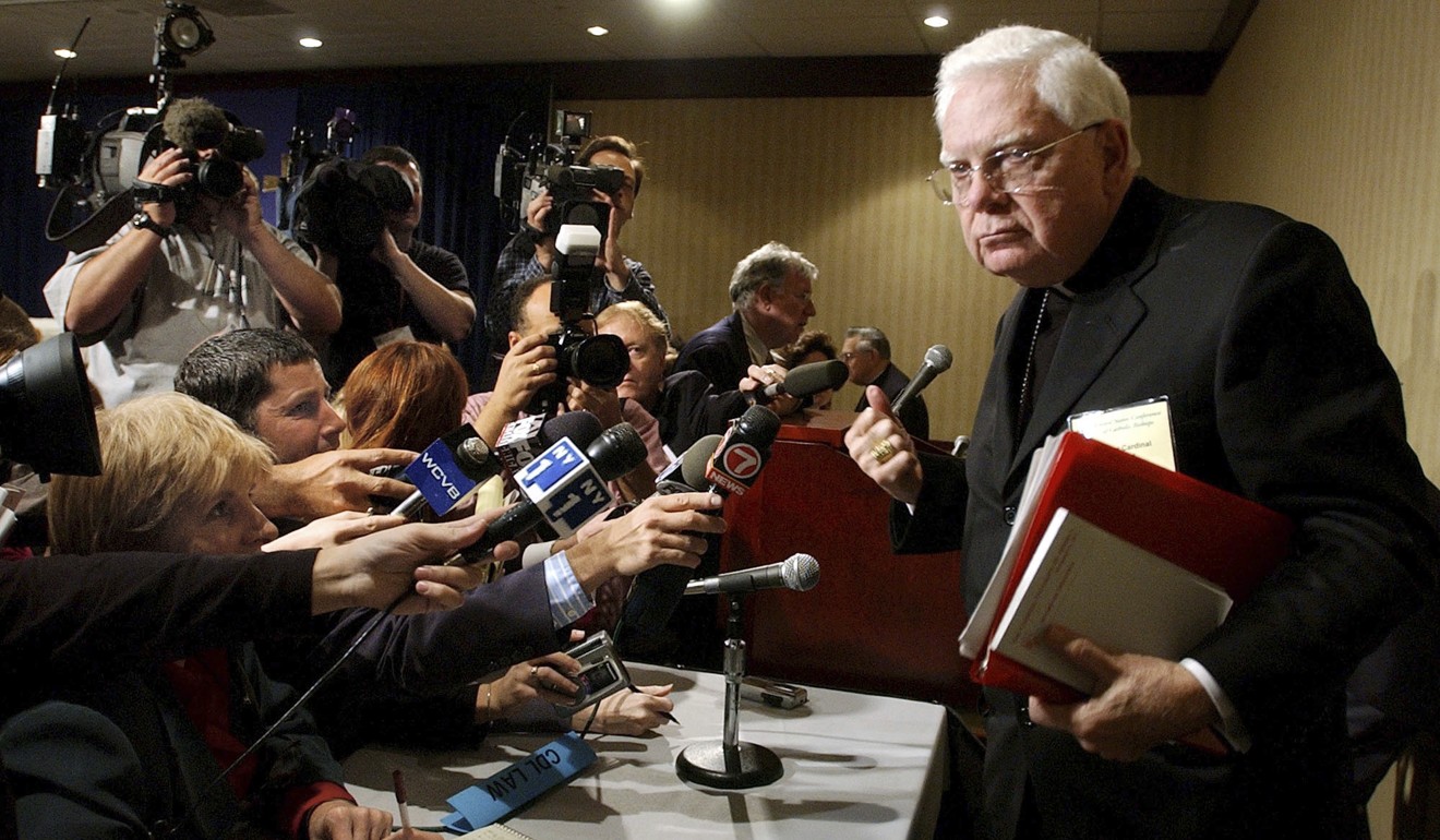 Cardinal Bernard Law stepped down under pressure in 2002 over his handling of clergy sex abuse cases. Photo: AP