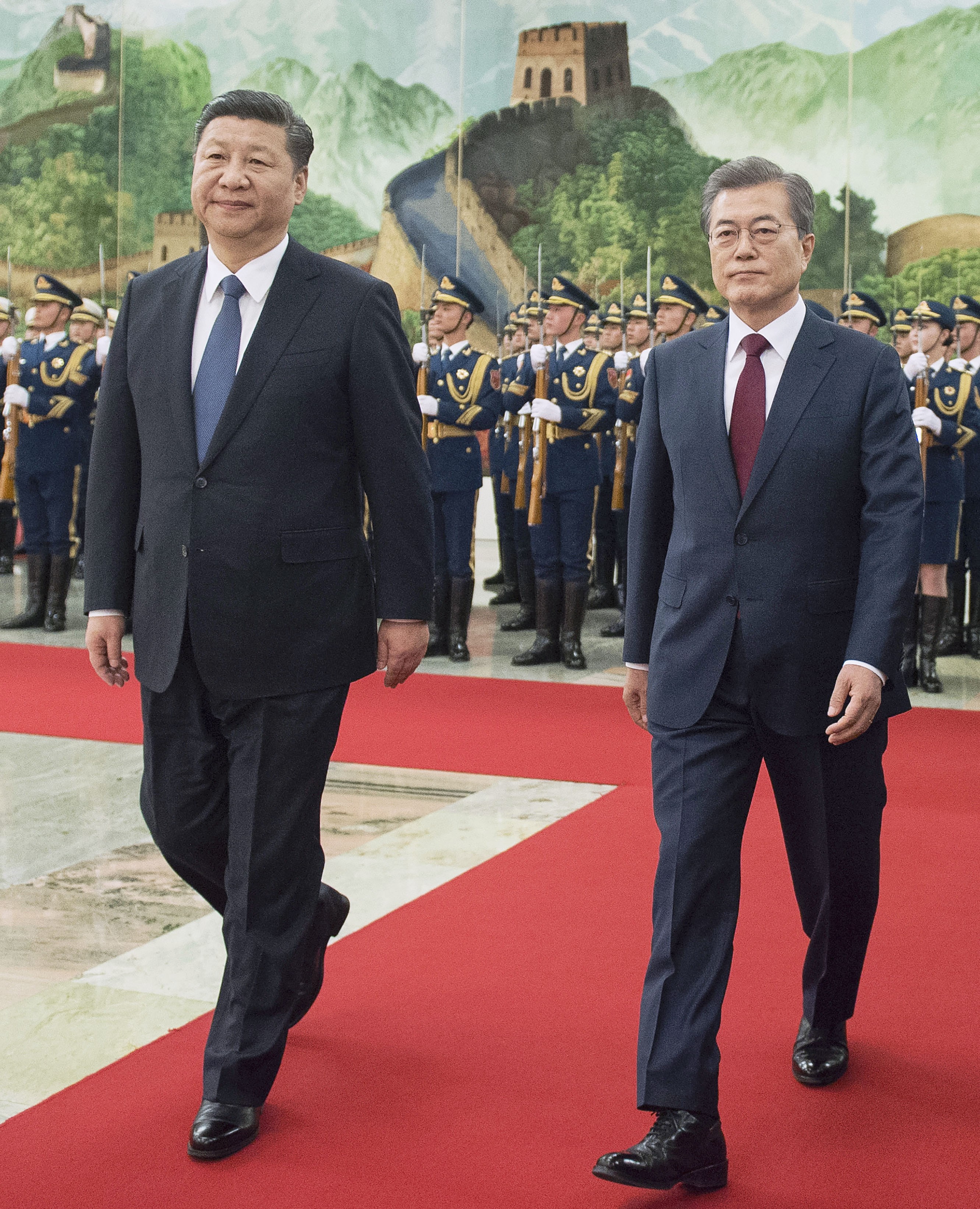 Chinese President Xi Jinping and South Korean President Moon Jae-in attend a ceremony at the Great Hall of the People in Beijing during Moon’s visit this month. Photo: Kyodo