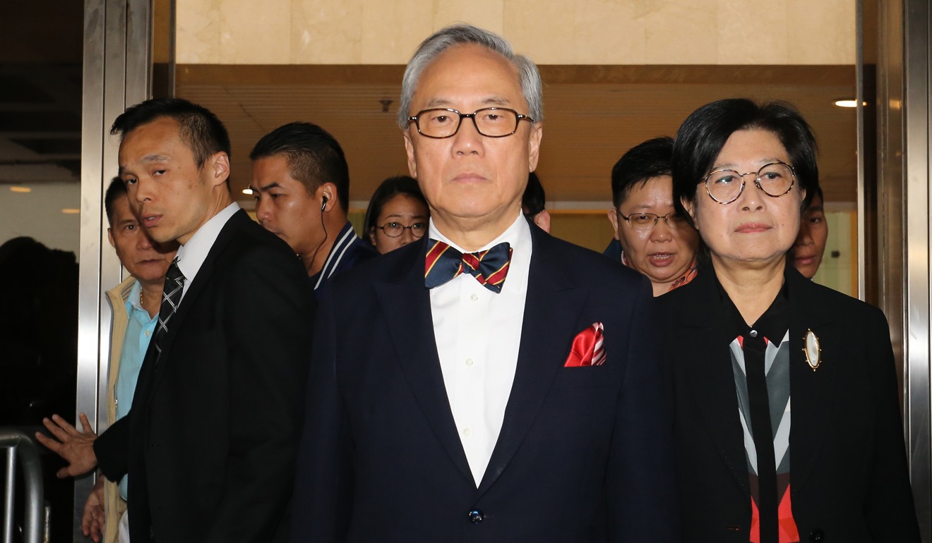 Former Hong Kong chief executive Donald Tsang Yam-kuen departs High Court with his wife Selina Tsang Pou Siu-mei. Photo: Dickson Lee