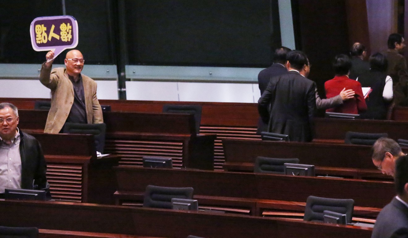 Hong Kong’s legislators now do not have as many options to demand quorum calls as a means of disrupting debates on motions they do not agree with. Photo: Nora Tam