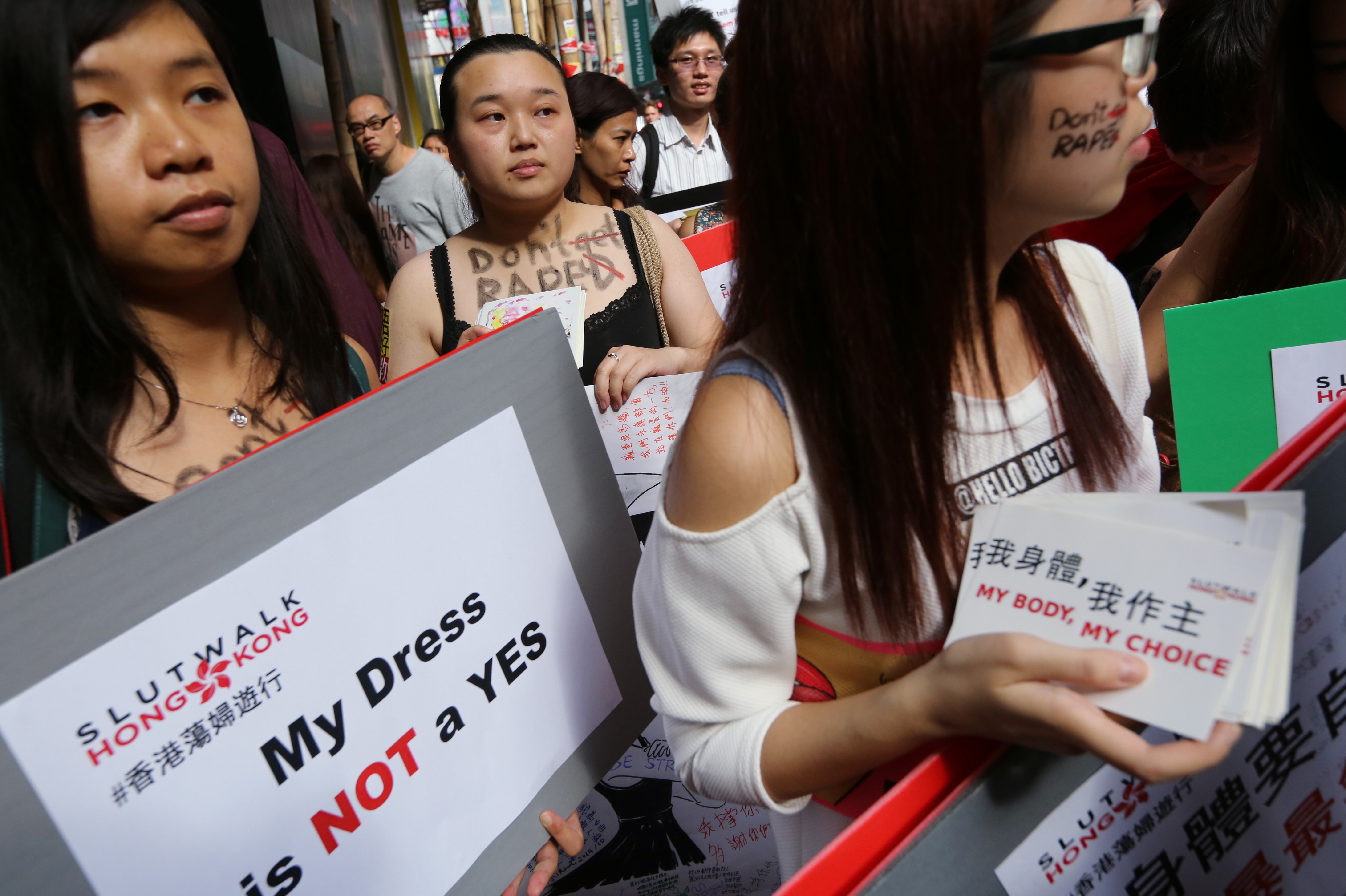 Participants of SlutWalk 2014 march from Causeway Bay to Chater Garden in Central, to demonstrate against those who explain or excuse sex crimes and abuse by referring to a woman’s appearance, in October that year. Photo: Sam Tsang