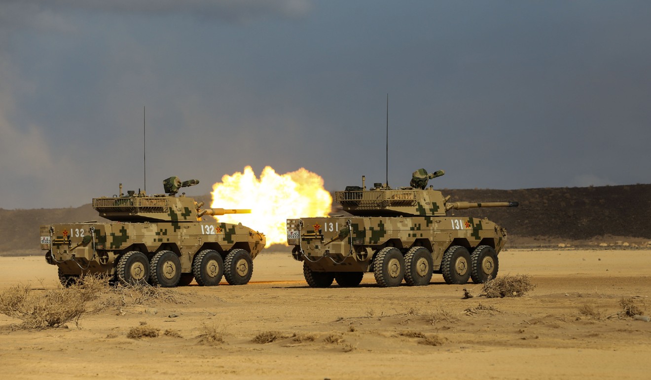 Chinese troops stage live-fire drills in Djibouti, the site of China’s first offshore base. Photo: Weibo