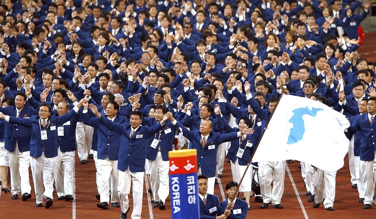 File photo of athletes from North and South Korea marching together at the opening ceremonies for the 14th Asian Games in Busan, South Korea. Photo: AP