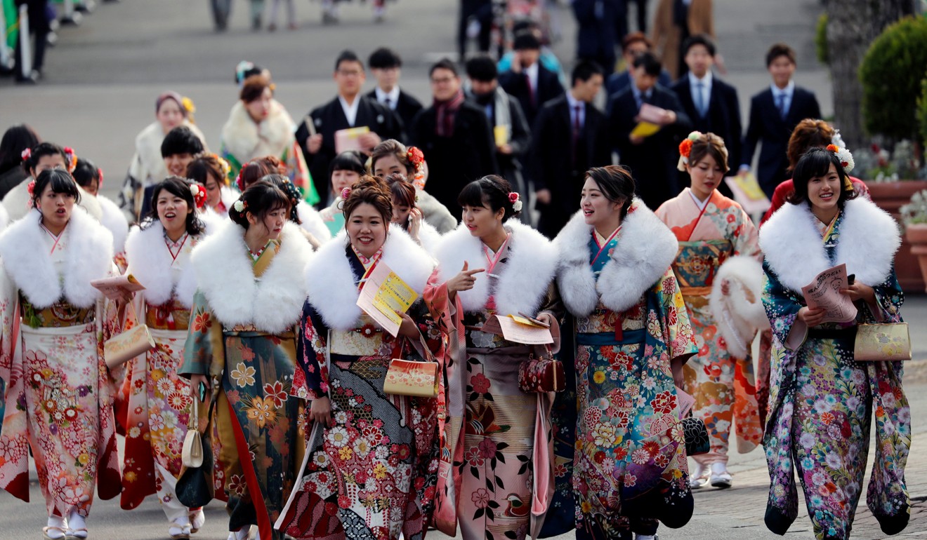 Japanese women attend their Coming of Age Day celebration ceremony in Tokyo. Photo: Reuters