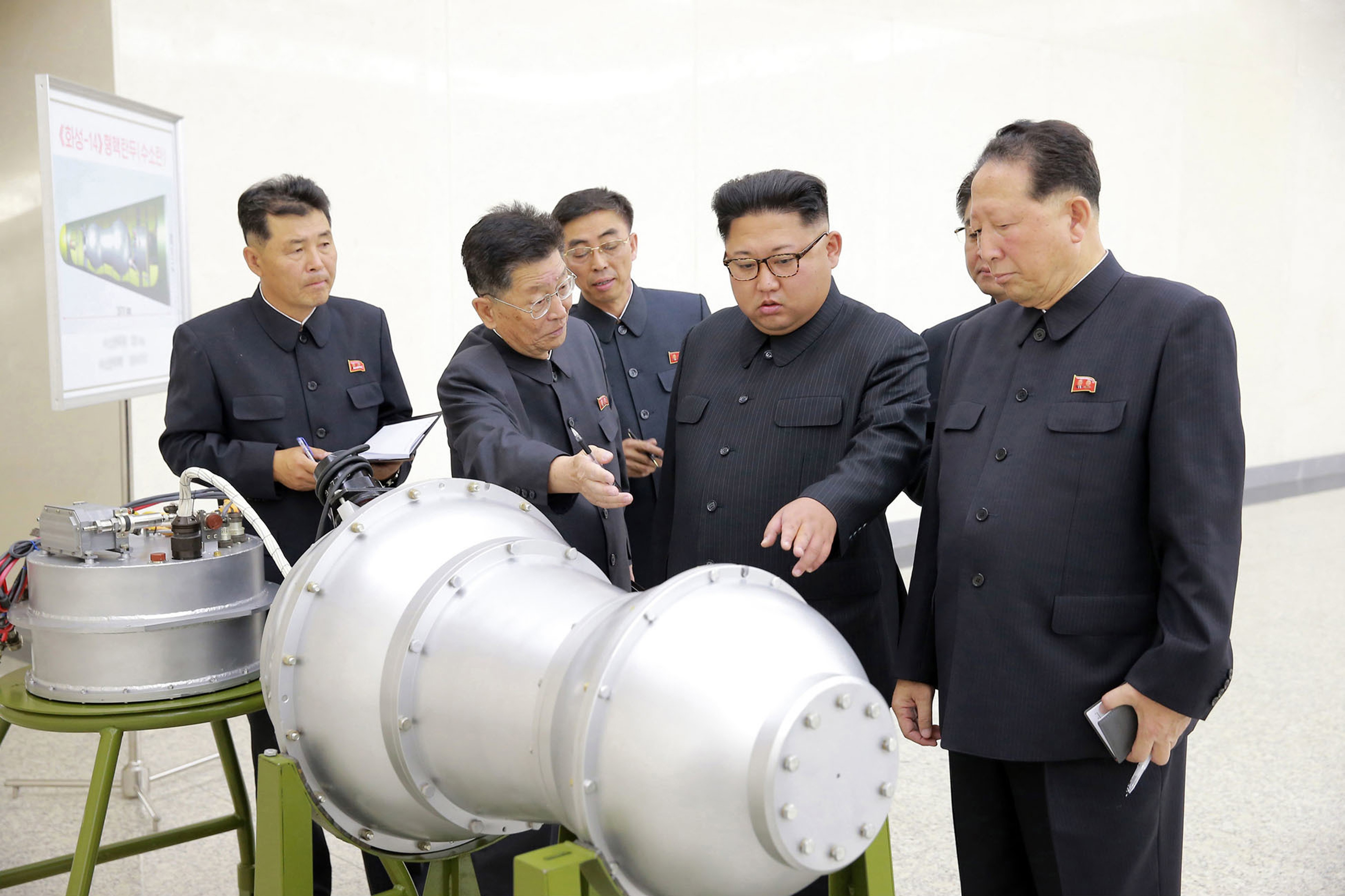 North Korean leader Kim Jong-un (second from right) inspects facilities at an undisclosed location in North Korea in September 2017 in a photograph released by his government. Photo: KCNA via AP