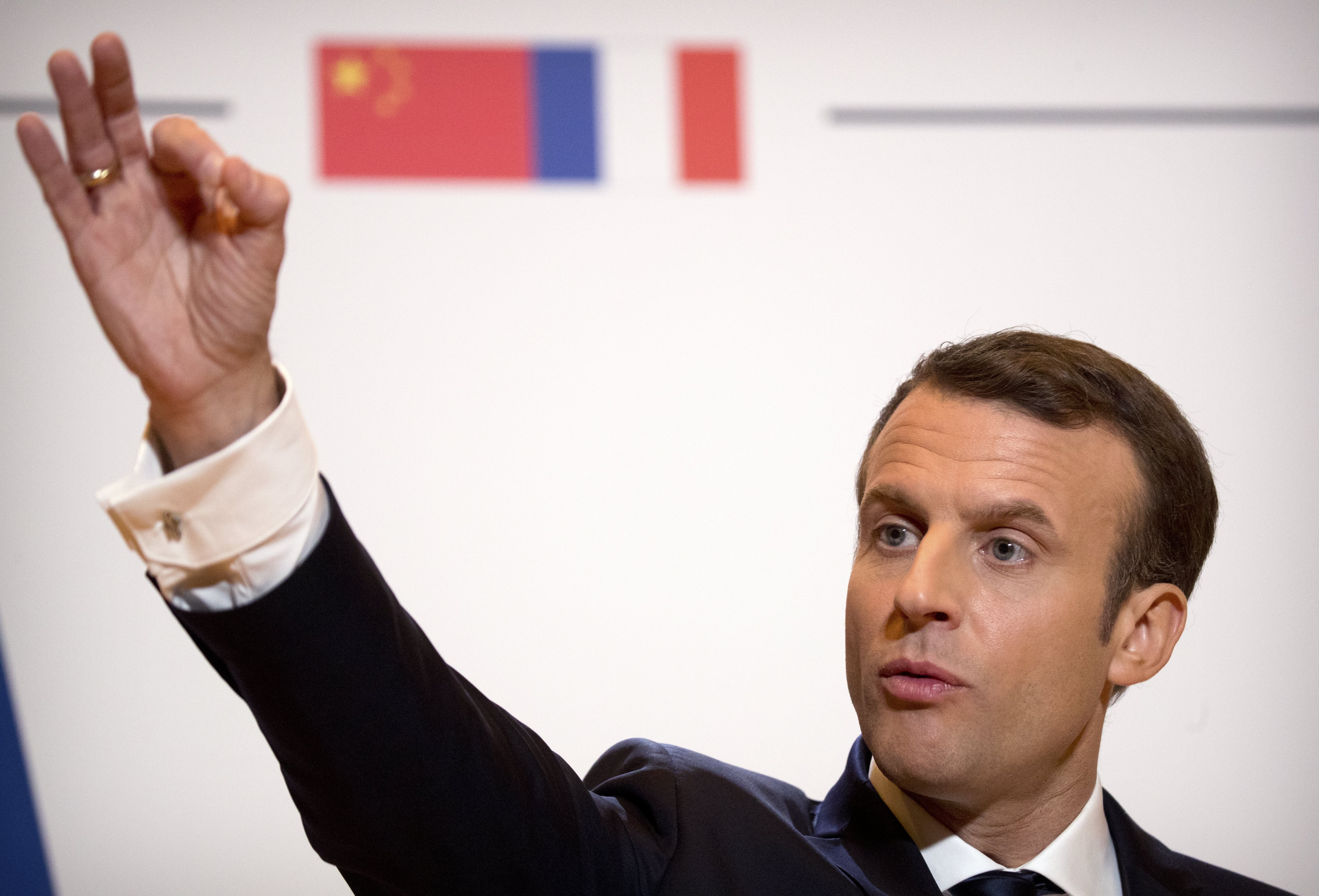 French President Emmanuel Macron called for China and Europe to work together on climate change. Photo: EPA-EFE
