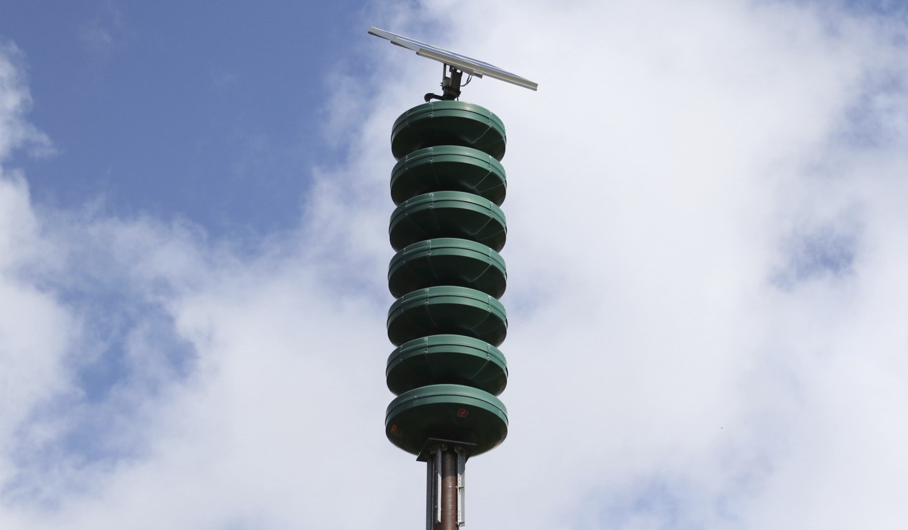 A Hawaii Civil Defence Warning Device, which sounds an alert siren during natural disasters, is seen in Honolulu. Photo: AP
