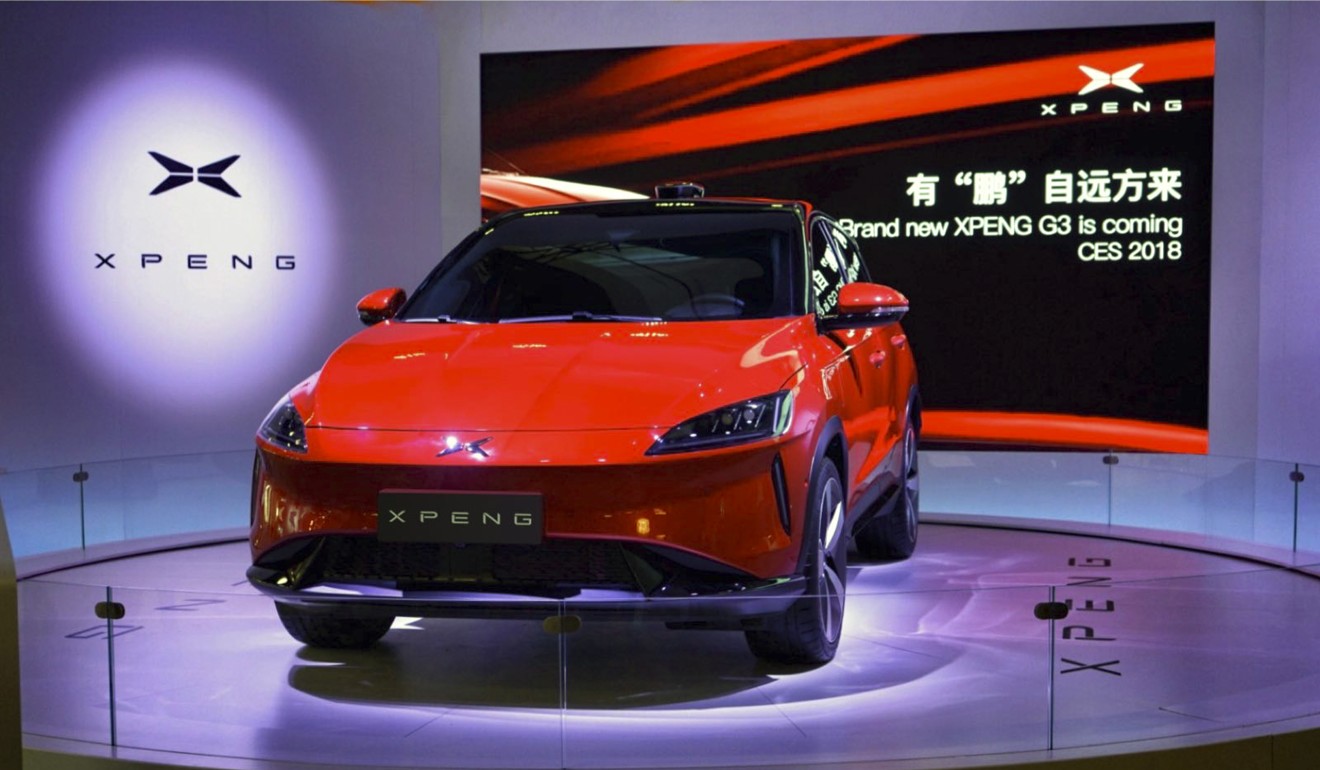 Xiaopeng Motors unveils its first production car at CES 2018. Photo: Handout