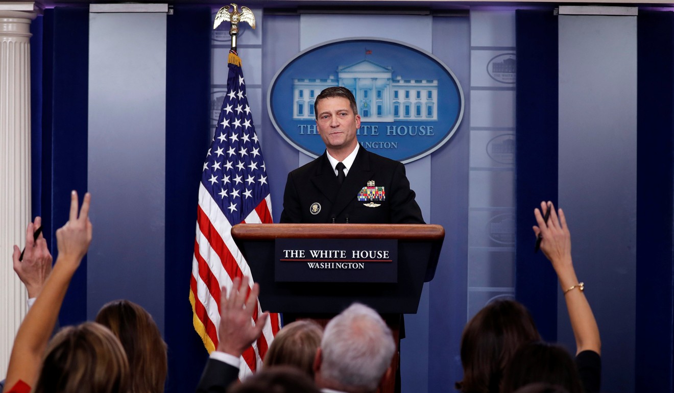 White House presidential doctor Ronny Jackson answers question about US President Donald Trump's health after the president's annual physical during the daily briefing at the White House in Washington, on January 16, 2018. Photo: Reuters